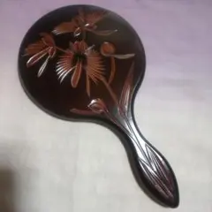 日光彫 手鏡 鏡 花柄