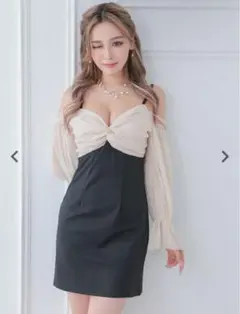 バストリボン袖パフスリーブプチプラキャミソールタイトミニドレス