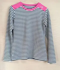 adidas 長袖 ランニングシャツ ボーダー ピンク