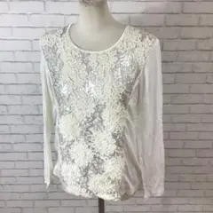 10.31 h592 ピノーレ スパンコール付きトップス￼ M