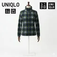 UNIQLO フリースジャケット チェック柄 フルジップ ハイネック M