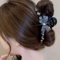 ヘアクリップ バンスクリップ 黒 ブラック 大きめ