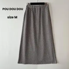 POU DOU DOU 総柄 ロングスカート ウエストゴム スリット M