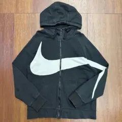 NIKE フルジップパーカー ビッグスウォッシュ 古着 黒 Lサイズ