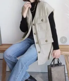 レカ reca ツイードスリーブレスジャケットベスト