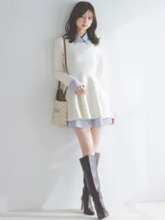 新品タグ付✨】SNIDEL ニットセットブローチ付ミニシャツワンピース