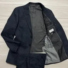 極美品✨オリヒカ JKP 高機能 スーツ ビジネス 紺 ネイビー チェック Y4