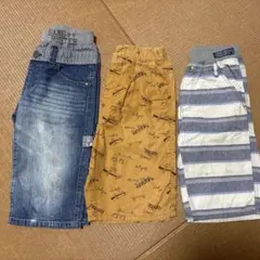ハーフパンツ 3点セット デニム 総柄 ボーダー