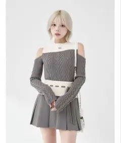 Darich ショルダーオープンニットセットアップ グレー