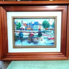 港の風景 油彩画 ・山田一夫画家・之から夏に掛けると、最高です。値下