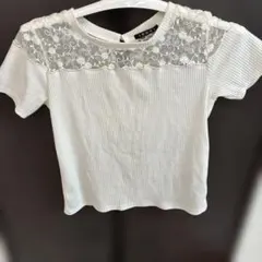INGNI レース付きホワイト半袖Tシャツ
