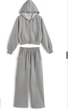 GRL ダブルジップパーカー×2Wayワイドパンツスウェットセットアップ