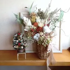 ルキア様専用＆秋色花材スワッグ籠付き＆松ぼっくりクリスマスツリー