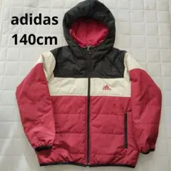 adidasアディダス140cm中綿ジャケット ダウン ジャンパー赤白黒ジュニア