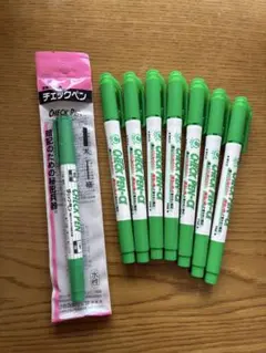 【合格】ZEBRA チェックペンα 緑 7本セット　チェックペン新品1本つきのサムネイル