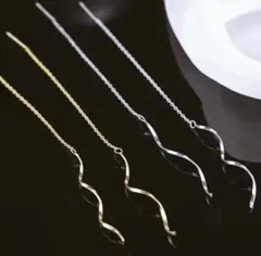 ピアス　ウェーブ　ロング　アレルギー対応✨ステンレス　アメリカンピアス　人気