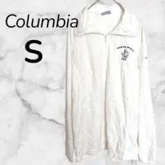 コロンビア ハーフジップ フリース ホワイト 【S】 刺繍 長袖 トップス 古着