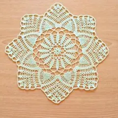 No.126レース編み 八角形マット 花モチーフ 約30cm