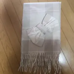 LIZLISA チェックリボンストール グレー