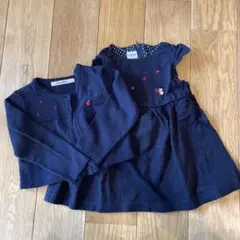 familiar ネイビー刺繍ワンピースとカーディガン