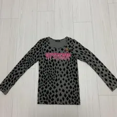 【美品】ヒステリックミニ 長袖Tシャツ レオパード柄 グレー ロゴ ラメ入り