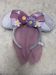 花飾り付き紫色カチューシャ