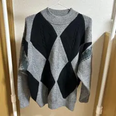 【希少】Seve BALLANTRAE アーガイル柄 3Dニット セーター L