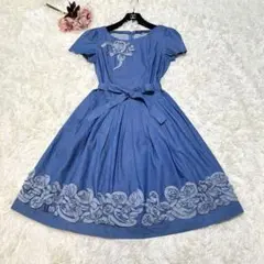 【大きいサイズ】エムズグレイシー　ノースリーブワンピース 花柄刺繍　42 大きいサイズ】エムズグレイシー ノースリーブワンピース 花柄