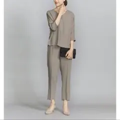 ビューティアンドユース DRESS ダブルクロスVネック7分袖オールインワン