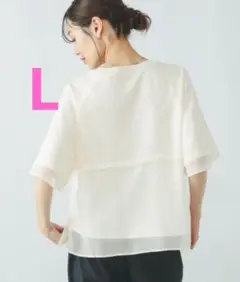 GLOBAL WORK シフォンドッキング七分袖