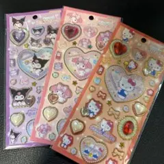 キラキラジュエルシール　ハローキティ・マイメロディ・ クロミ3枚セット