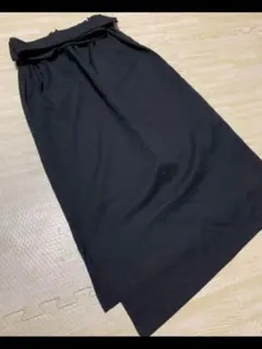 スカート リボンベルト付 膝丈