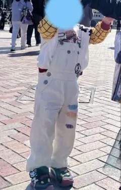 ホワイト コットンオーバーオール