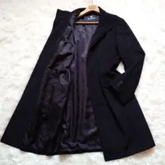 美品　アクアスキュータム　カシミヤ　ウール　ロングコート　ボタンロゴ　裏地ロゴ