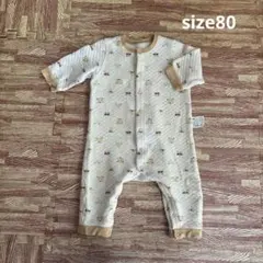 ユニクロ　動物柄キルトロンパース　80cm