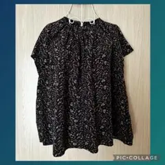 【美品】DRESKIP ドレスキップ　ブラウス　黒　花柄