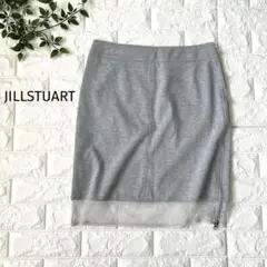 JILLSTUART♪グレー タイトスカート メッシュ裾 脇ジッパー　サイズ4