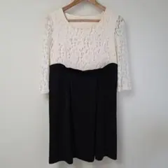 Sweet Mommy レース切替ワンピース ブラック×ホワイト Lのサムネイル