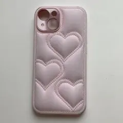 iPhone15 ケース キルティング ハート柄