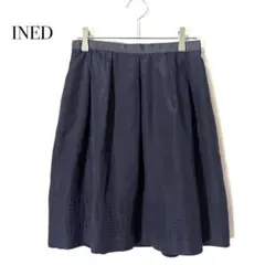 イネド フレアスカート 膝丈 【9】 ネイビー ファスナー付 オフィス きれいめ