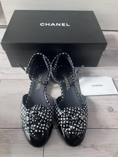 正規　CHANEL アンクルストラップカメリアドット　37のサムネイル