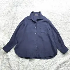 evernavyエバーネイビー リネン100%シャツ ネイビー 紺 Mのサムネイル