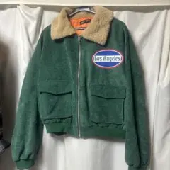 緑色　コーデュロイボアジャケット