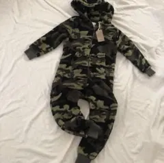 ネクスト防寒フリース迷彩パジャマ男の子スリーパー女の子キッズ着る毛布