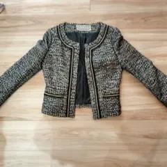 ツイードジャケット 卒・入学ジャケット ブラック・ホワイト・ゴールドライン