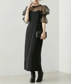 【新品未使用タグ付き】Chico 配色シアーマーメイドタイトワンピース