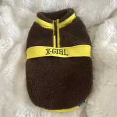 X-GIRL フリース犬服 ブラウン/イエロー　Lサイズのサムネイル