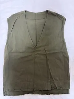 カーキ ベスト ジレ カットオフ