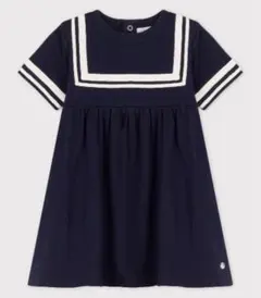 プチバトー ネイビーフレアワンピース