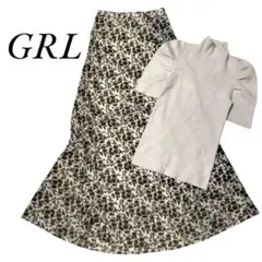 GRL グレイル【2点】　ニットトップス＆花柄スカート　セットコーデ　まとめ売り